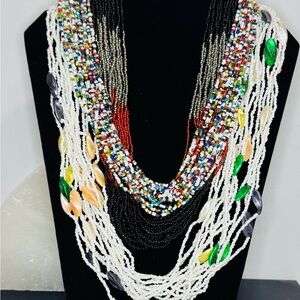 African Beaded Necklace Lot of 3